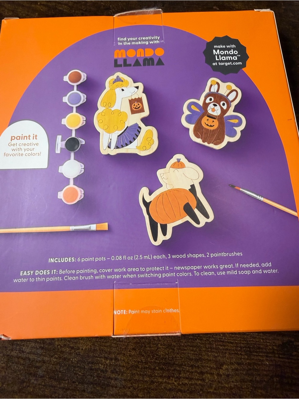 Mondo Llama Paint-Your-Own Halloween Wood Puppies Kit. NEW - Picture 5 of 5
